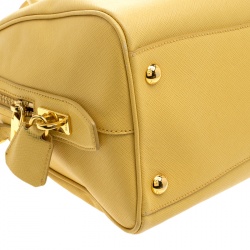 Pre Owned Prada Yellow Saffiano Leather Bauletto Satchel