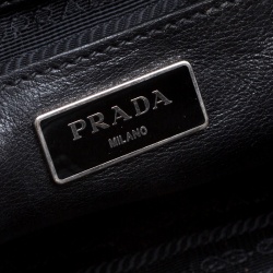 Pre Owned Prada Black Leather And Suede Double Zip Tote