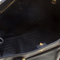 Pre Owned Prada Black Soft Calfskin Leather Shopping Tote