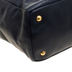 Pre Owned Prada Black Soft Calfskin Leather Shopping Tote