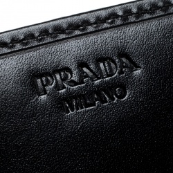 Pre Owned Prada Black Nylon Embellished Continental Wallet