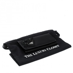 Pre Owned Prada Black Nylon Embellished Continental Wallet