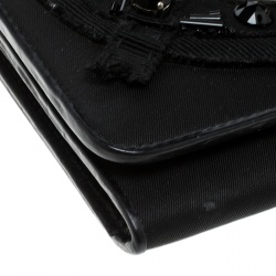 Pre Owned Prada Black Nylon Embellished Continental Wallet