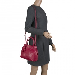 Pre Owned Prada Pink Nappa Leather Rose Satchel