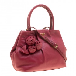 Pre Owned Prada Pink Nappa Leather Rose Satchel