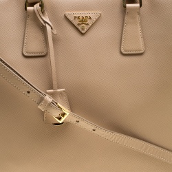 Pre Owned Prada Beige Saffiano Leather North/south Tote