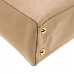 Pre Owned Prada Beige Saffiano Leather North/south Tote