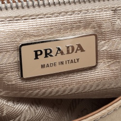 Pre Owned Prada Beige/Tan Nylon and Leather Shoulder Bag
