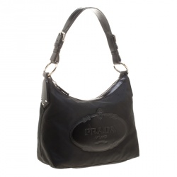 Pre Owned Prada Black Nylon And Leather Hobo