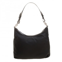 Pre Owned Prada Black Nylon And Leather Hobo