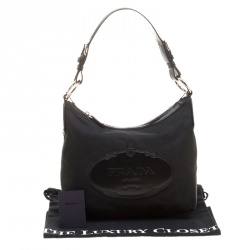 Pre Owned Prada Black Nylon And Leather Hobo