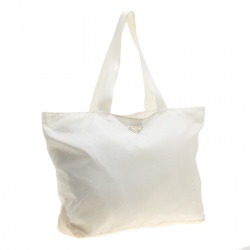 Pre Owned Prada White Nylon Shopping Tote