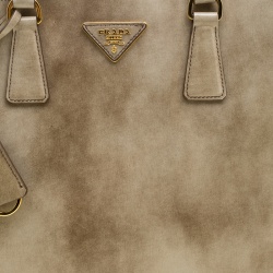 Pre Owned Prada Beige Patent Leather Large Double Zip Tote