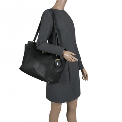 Pre Owned Prada Black Vitello Daino Leather Shopper Tote