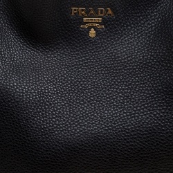 Pre Owned Prada Black Vitello Daino Leather Shopper Tote