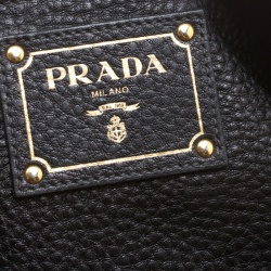 Pre Owned Prada Black Vitello Daino Leather Shopper Tote