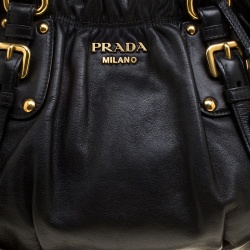 Pre Owned Prada Black Soft Calf Leather Shopping Tote