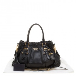 Pre Owned Prada Black Soft Calf Leather Shopping Tote