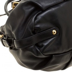 Pre Owned Prada Black Soft Calf Leather Shopping Tote