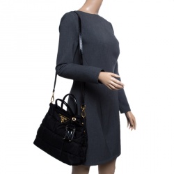 Pre Owned Prada Black Gaufre Nylon Tote