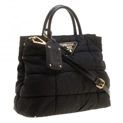 Pre Owned Prada Black Gaufre Nylon Tote