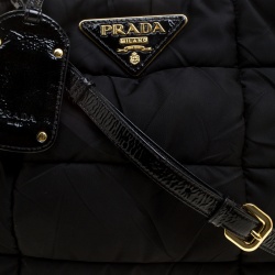 Pre Owned Prada Black Gaufre Nylon Tote