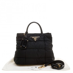 Pre Owned Prada Black Gaufre Nylon Tote