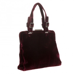 Pre Owned Prada Burgundy Velvet Frame Bag