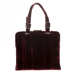Pre Owned Prada Burgundy Velvet Frame Bag