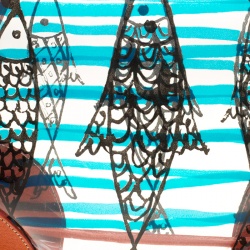 Pre Owned Prada Transparent/Orange PVC and Leather Fish Printed Tote