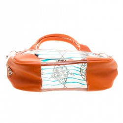 Pre Owned Prada Transparent/Orange PVC and Leather Fish Printed Tote