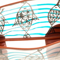 Pre Owned Prada Transparent/Orange PVC and Leather Fish Printed Tote