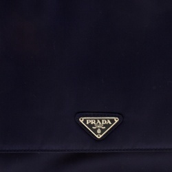 Prada Navy Blue Tessuto Nylon Flap Shoulder Bag