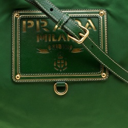 Pre Owned Prada Green Tessuto and Leather Retro Tote