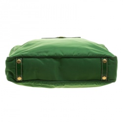 Pre Owned Prada Green Tessuto and Leather Retro Tote