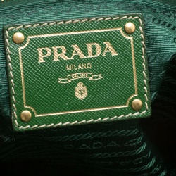 Pre Owned Prada Green Tessuto and Leather Retro Tote