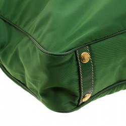 Pre Owned Prada Green Tessuto and Leather Retro Tote