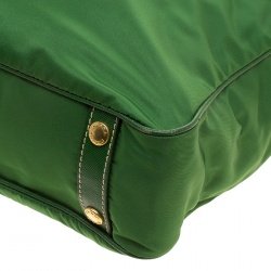 Pre Owned Prada Green Tessuto and Leather Retro Tote