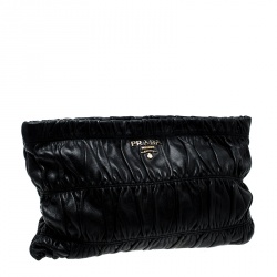 Pre Owned Prada Black Nappa Gauffre Leather Clutch
