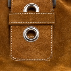 Pre Owned Prada Dark Camel Suede Shoulder Bag