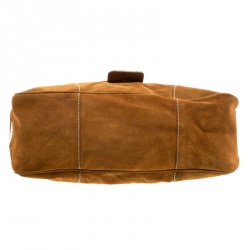 Pre Owned Prada Dark Camel Suede Shoulder Bag