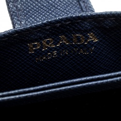Pre Owned Prada Blue Saffiano Leather Accordion Card Holder