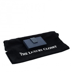 Pre Owned Prada Blue Saffiano Leather Accordion Card Holder