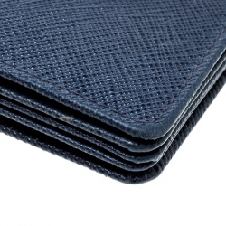 Pre Owned Prada Blue Saffiano Leather Accordion Card Holder