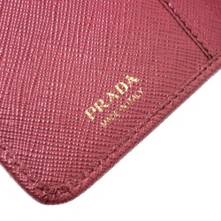 Pre Owned Prada Dark Pink Saffiano Metal Leather Zippy Wallet