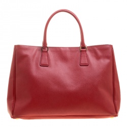 Pre Owned Prada Red Saffiano Lux Leather Large Tote
