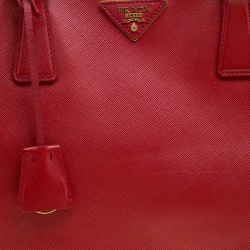 Pre Owned Prada Red Saffiano Lux Leather Large Tote