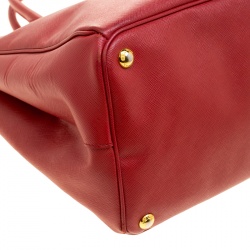 Pre Owned Prada Red Saffiano Lux Leather Large Tote