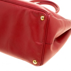 Pre Owned Prada Red Saffiano Lux Leather Large Tote