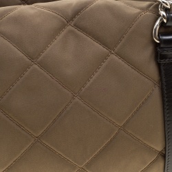 Pre Owned Prada Khaki Quilted Nylon Shoulder Bag